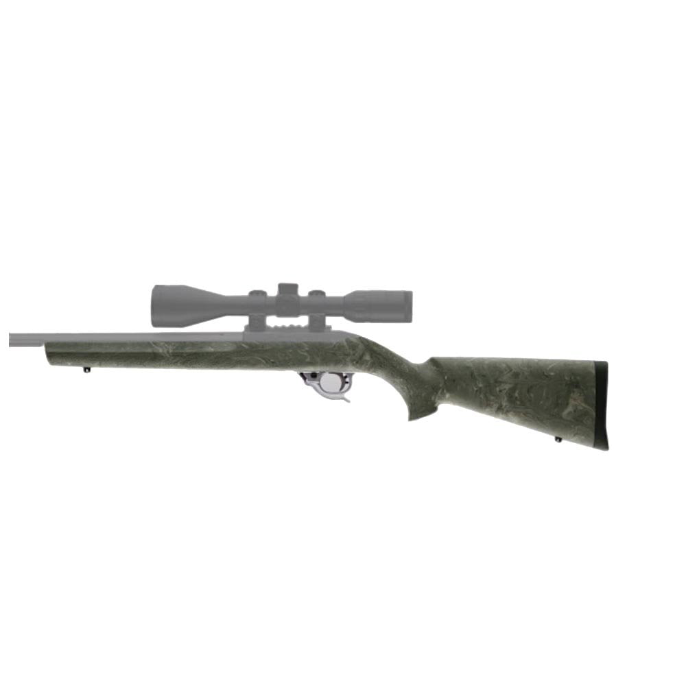 Hogue rubber OverMolded stock ghillie green side view shows comfortable grip