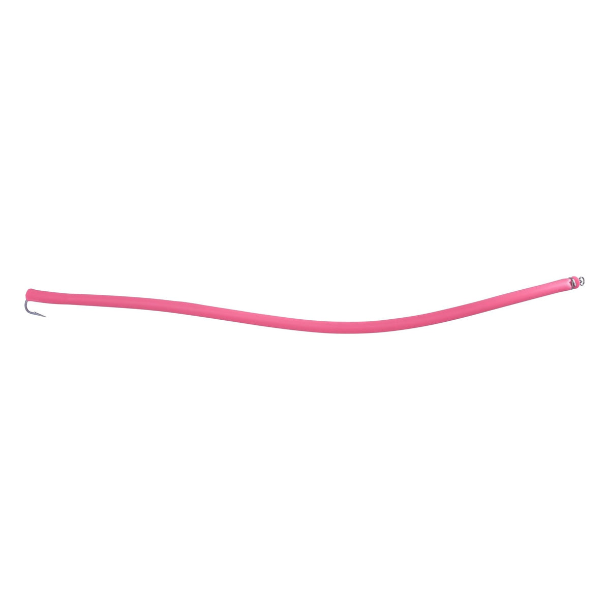 Hogy Perfect Tube Pink 16-inch eel lure ready for inshore trolling to attract striped bass.