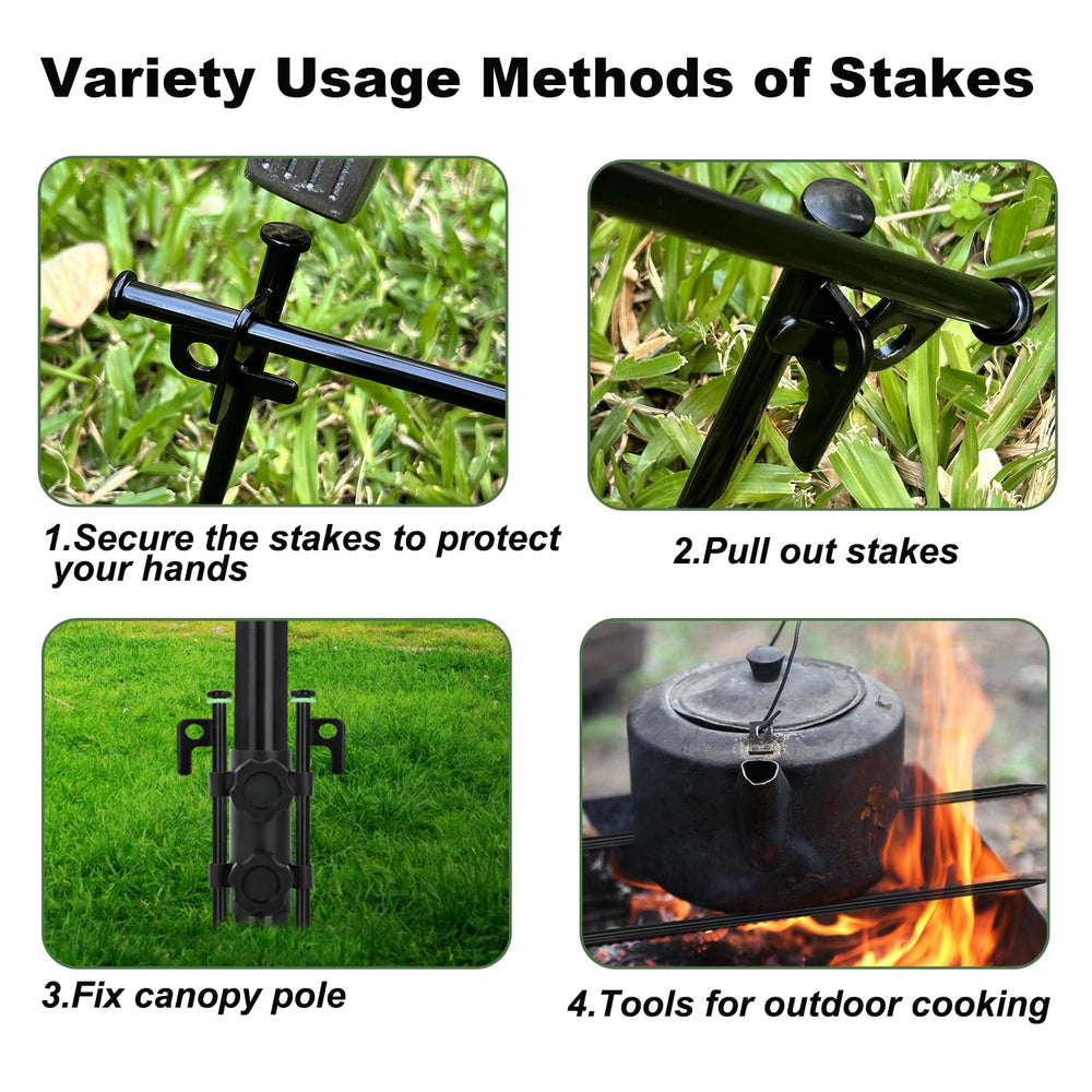HOLANHING 24-pack-stake-set shown with rings and pouch for bulk camping.