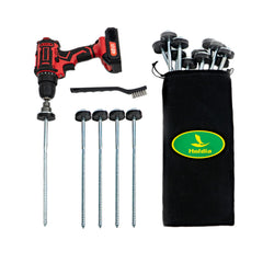 Holdia tent stakes 12-inch set shows eight heavy-duty anchors for secure campsite setup.