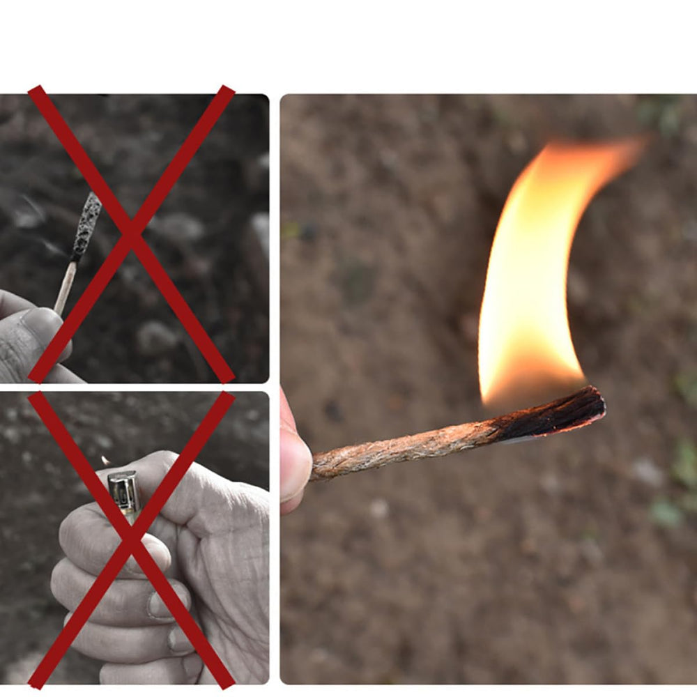 HOLIDYOYO khaki color rope wick adds durable, weather-ready fire starting