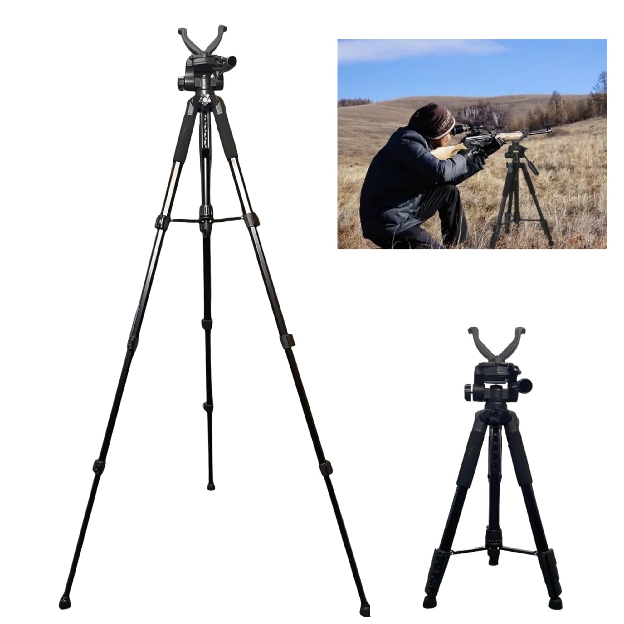 Holiket shooting sticks 360° yoke rotation enables quick height and angle adjustments