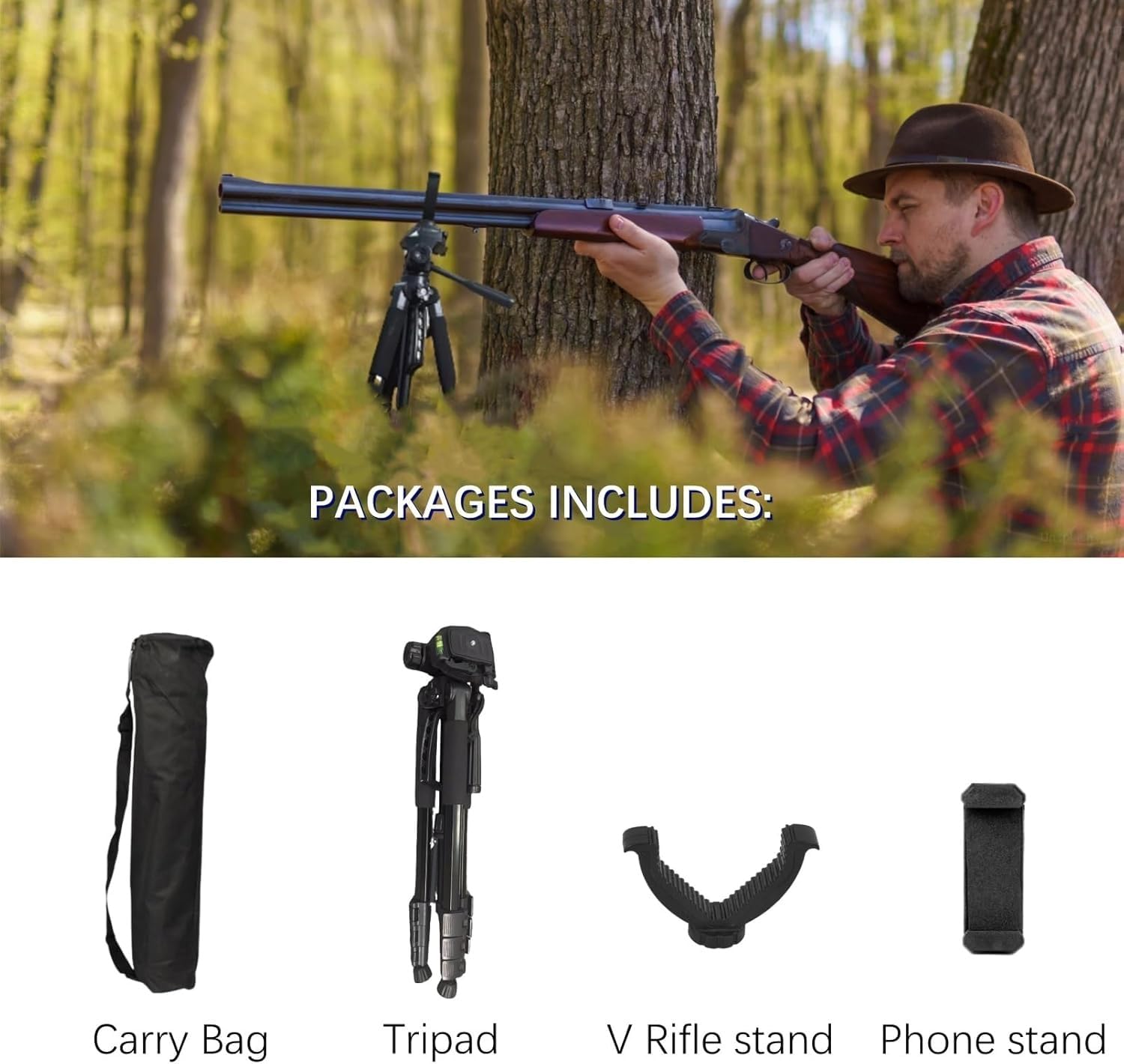 Holiket shooting sticks V yoke with 360° rotation supports versatile rifle rest
