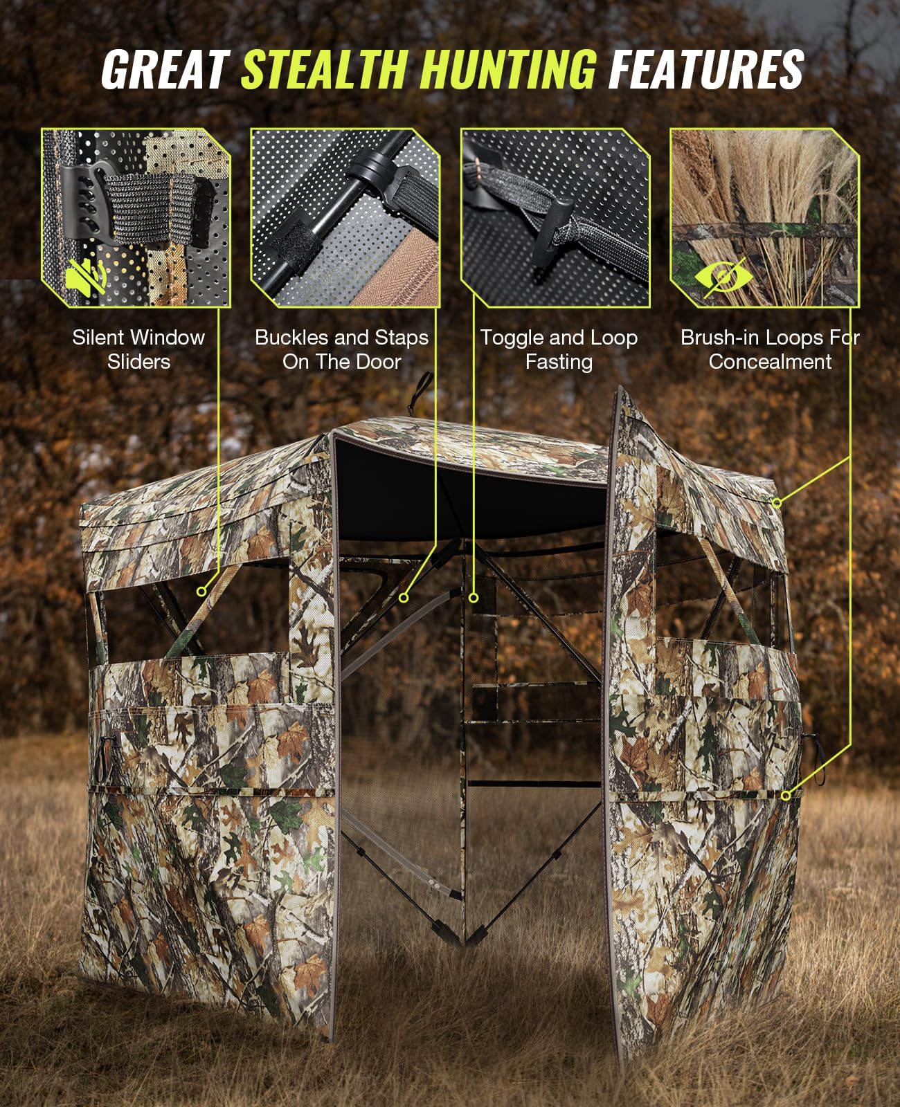 Holiwei hunting blind sliding windows enable stealthy observation.