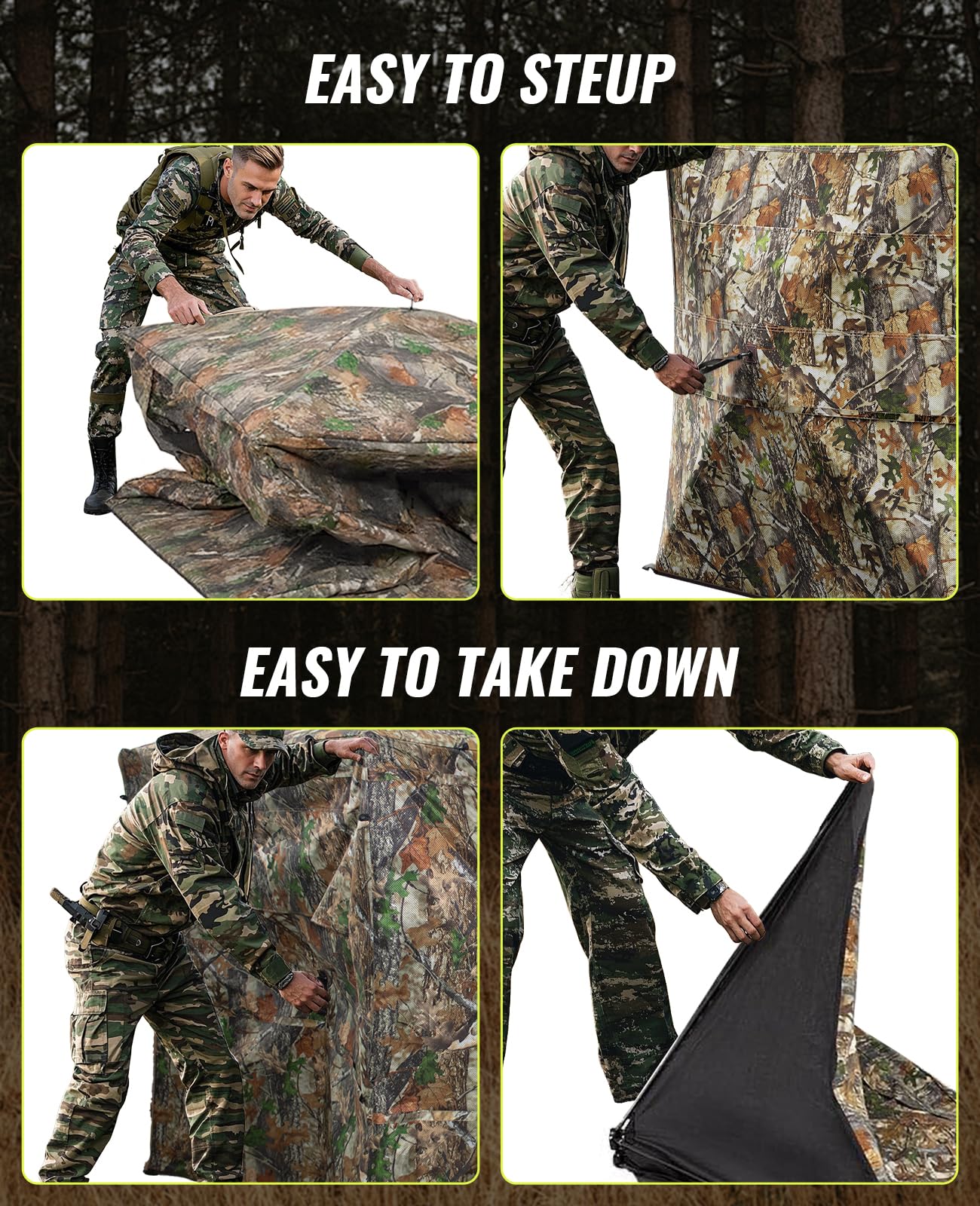 Holiwei hunting blind rugged, weather-ready construction withstands elements.