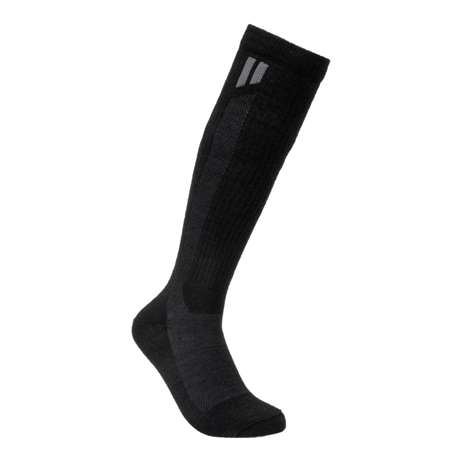 HOLLOW alpaca wide compression socks on foot, highlighting warmth and circulation support.