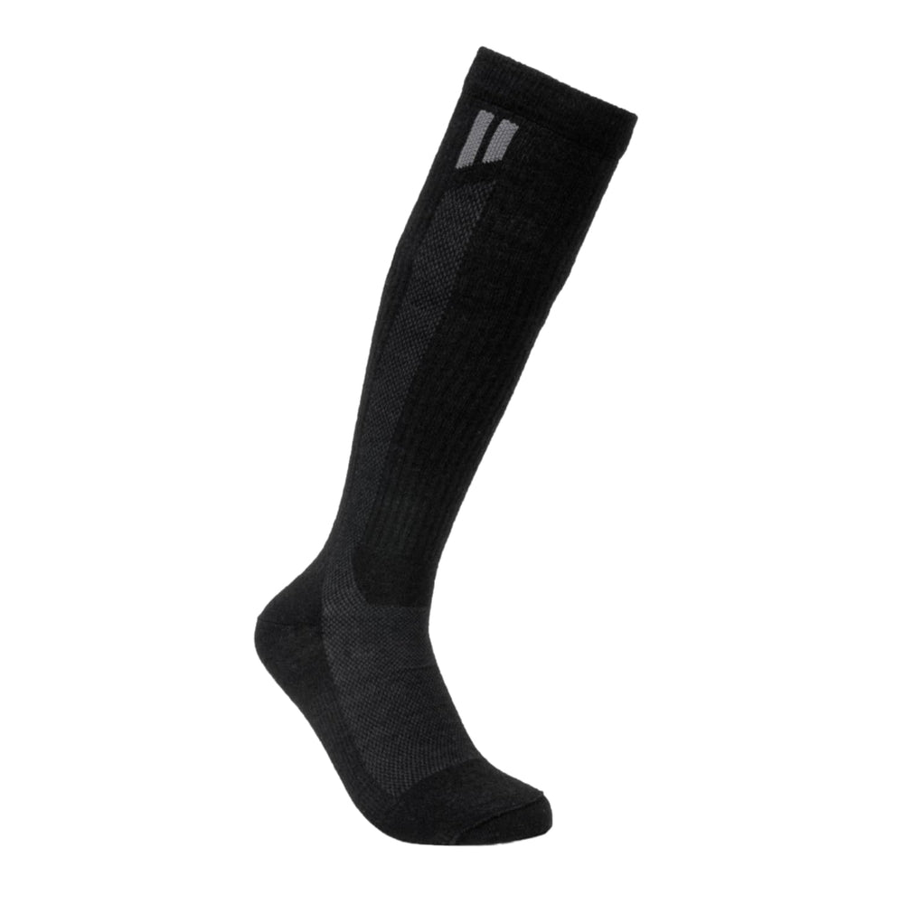 HOLLOW alpaca wide compression socks on foot, highlighting warmth and circulation support.