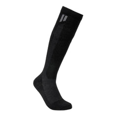 HOLLOW alpaca wide compression socks on foot, highlighting warmth and circulation support.