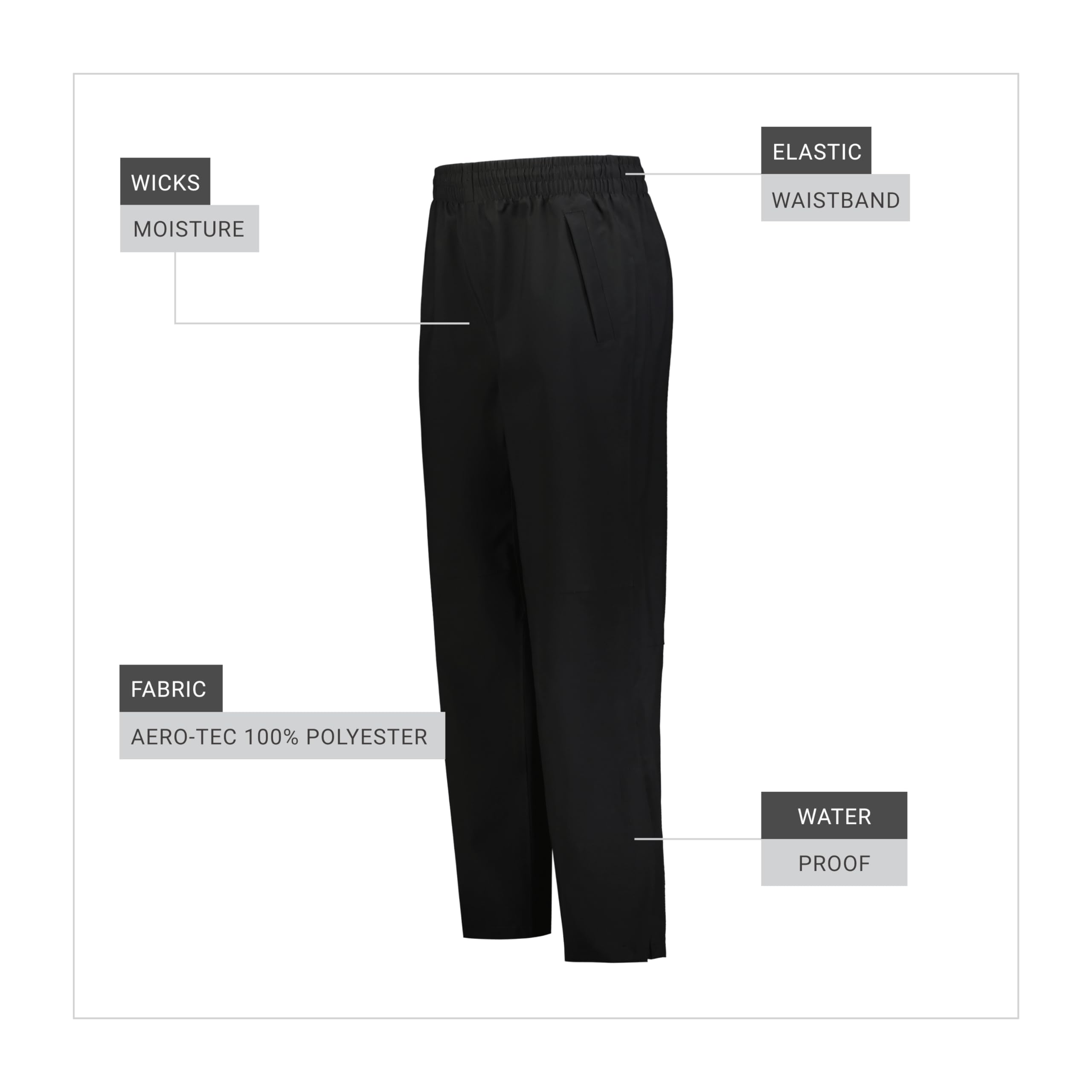 Holloway Rain Secure Waterproof Pant outside leg zipper for easy access
