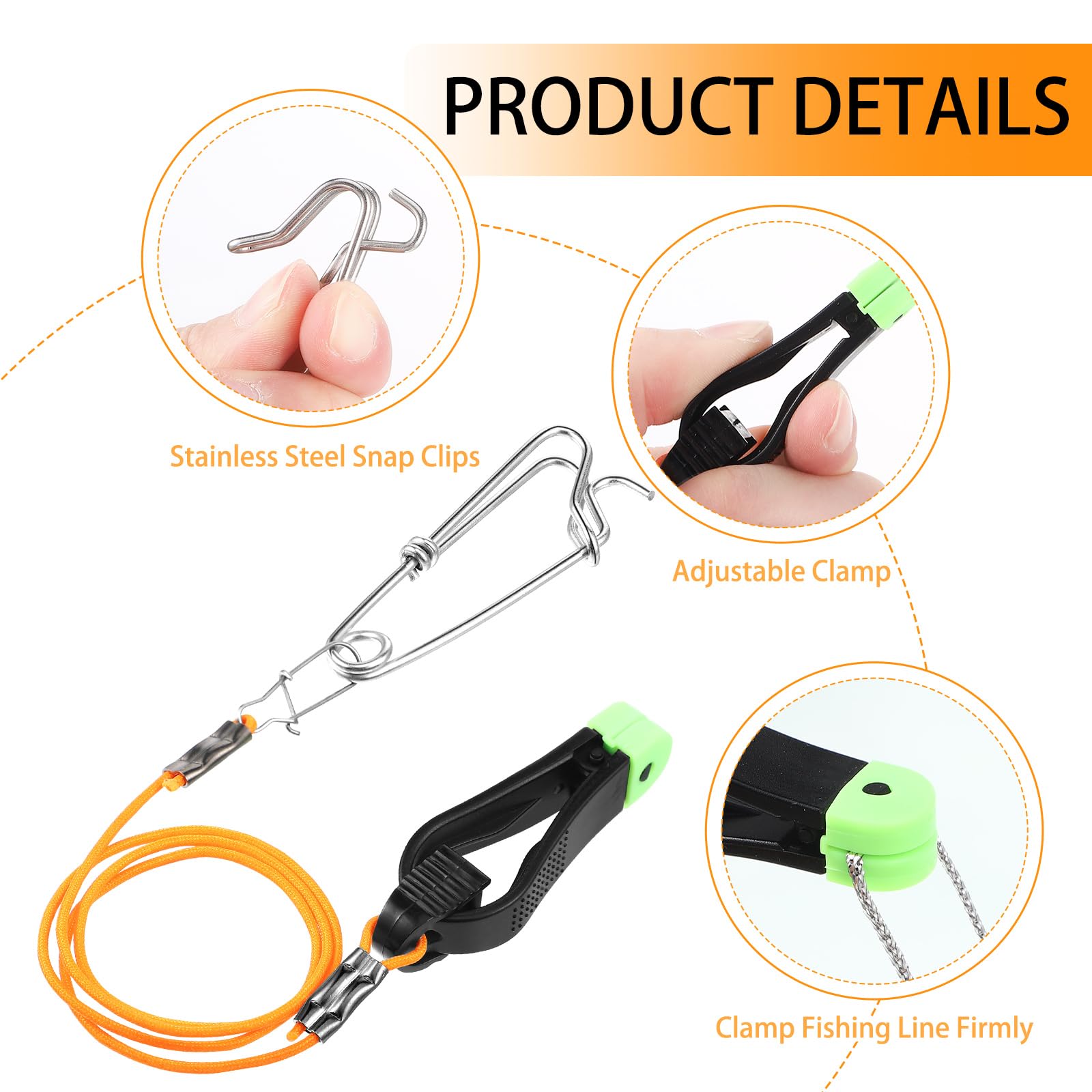 8-pack Hollowfly downrigger release clips displayed for trolling