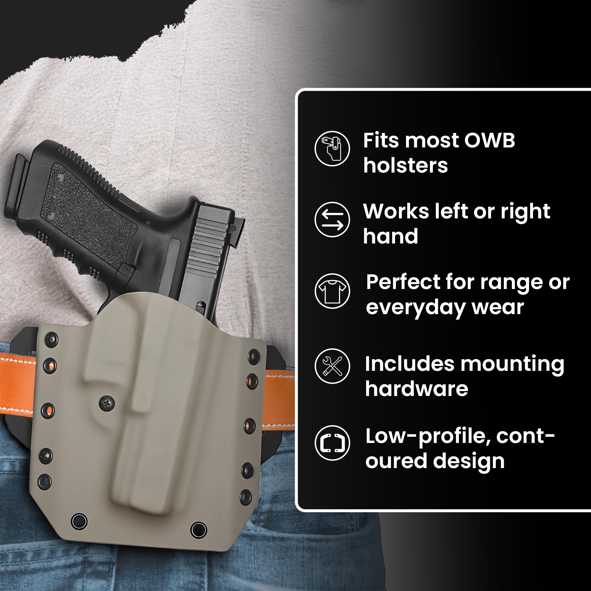 HolsterBuilder OWB holster upgrade offers a low-profile, comfortable carry solution.