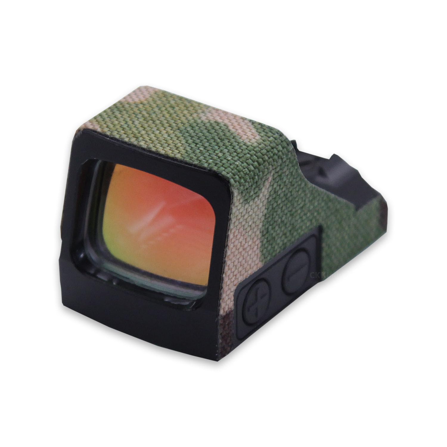 Water-repellent coating helps shield the optic from rain and sweat