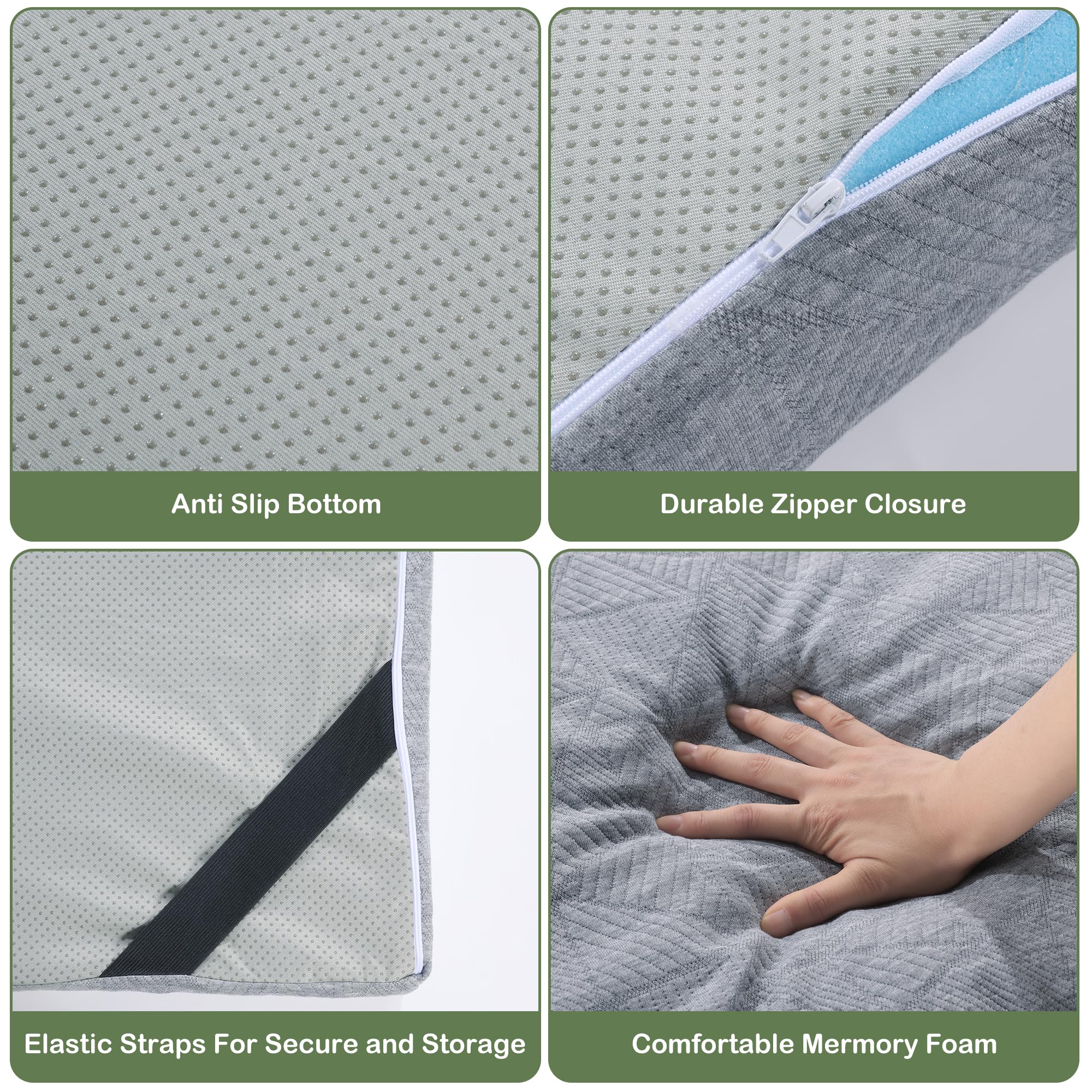 HOMBYS mattress shown for car trips and road camping.