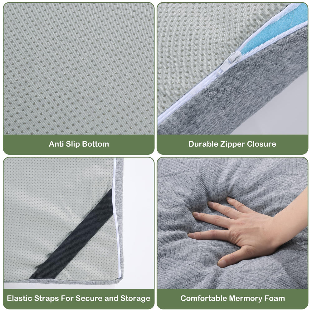 HOMBYS mattress shown for car trips and road camping.