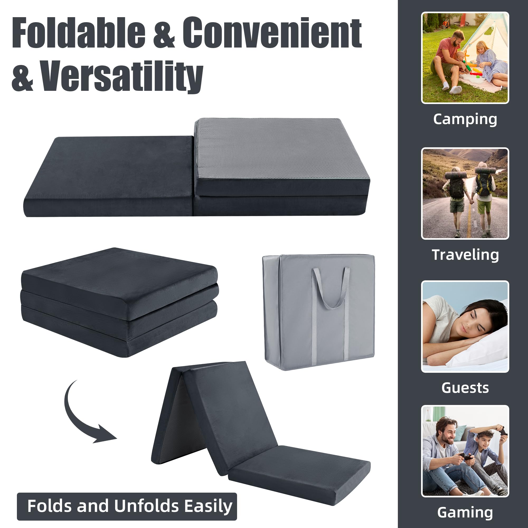 HOMBYS camping mattress folded for compact storage in car trunks.
