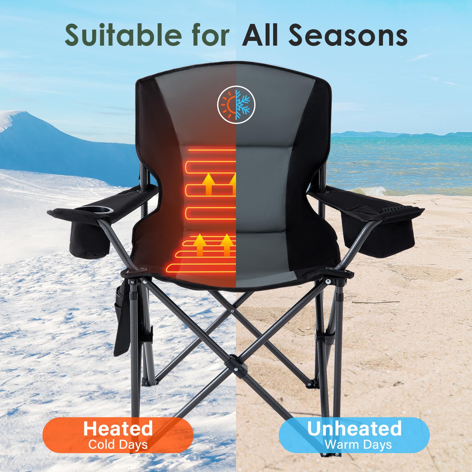Homcosan 4-in-1 storage with cooler, battery pocket, cup holder, and carry bag for easy outdoor setup.