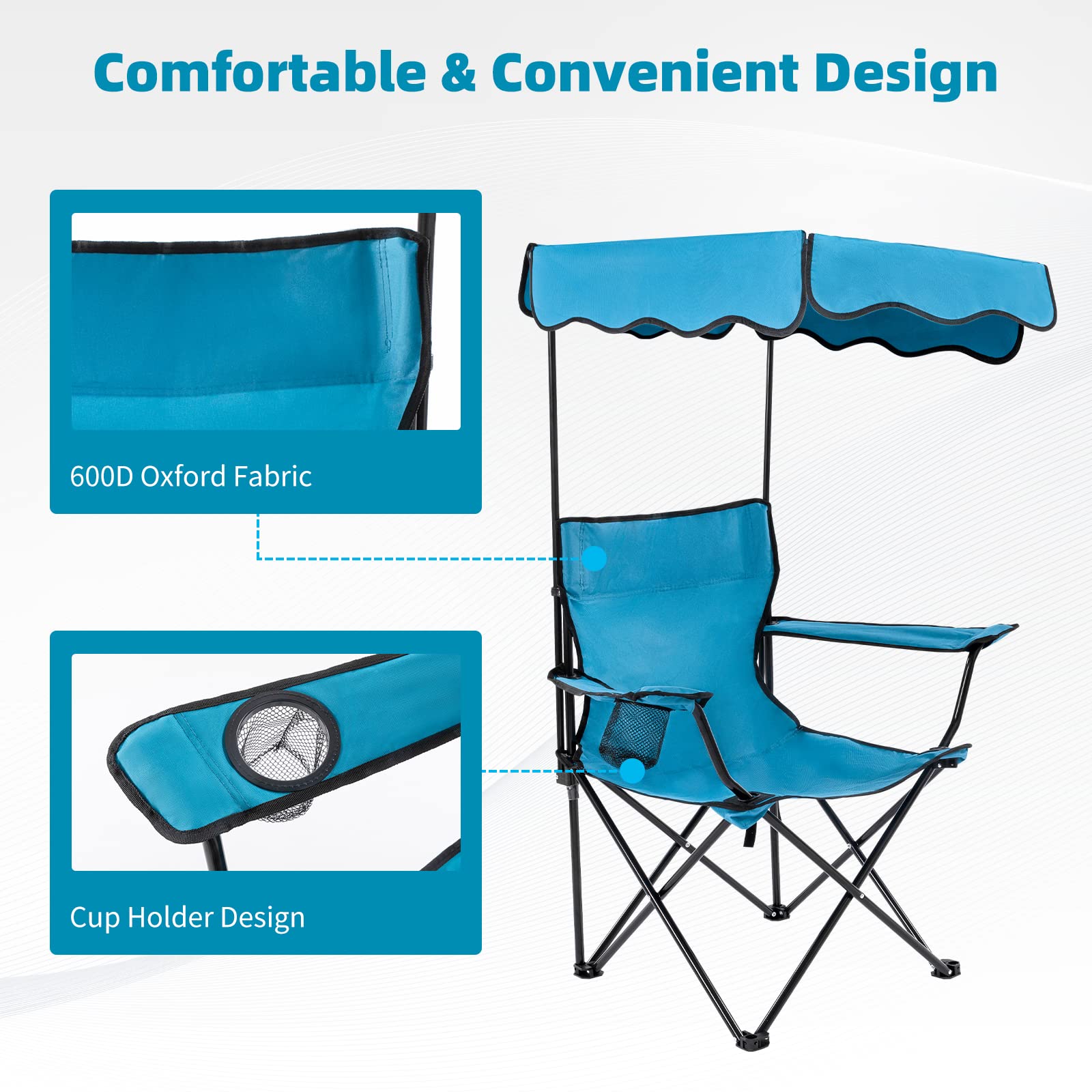 Homcosan chair with stainless-steel X-frame emphasizes sturdy support on varied terrain.