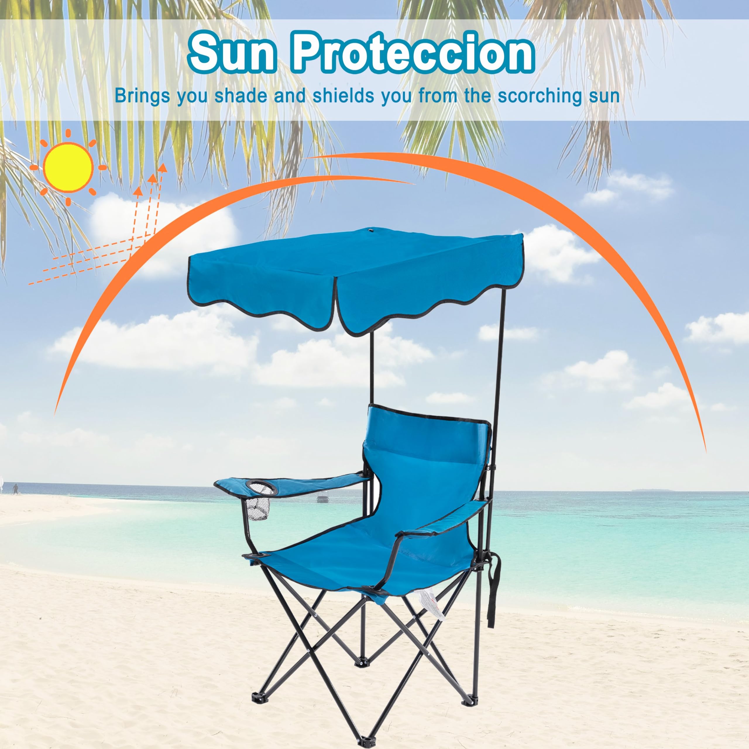 Homcosan chair canopy delivers 50+ UPF sun protection for comfortable sun breaks.