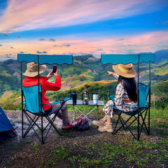 Homcosan folding chair with cup holder keeps drinks within reach during picnics.