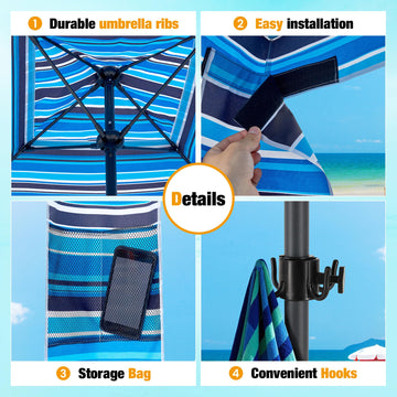 HOMEDEMO Beach Canopy durable frame enhances stability and longevity.