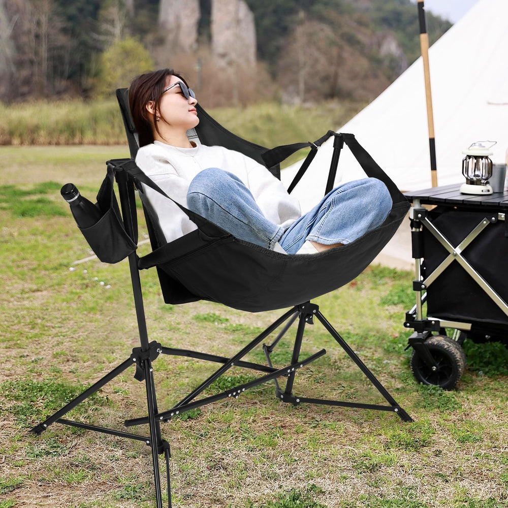 HOMEFUN ideal for lawn, camping, hiking, or fishing trips in black.