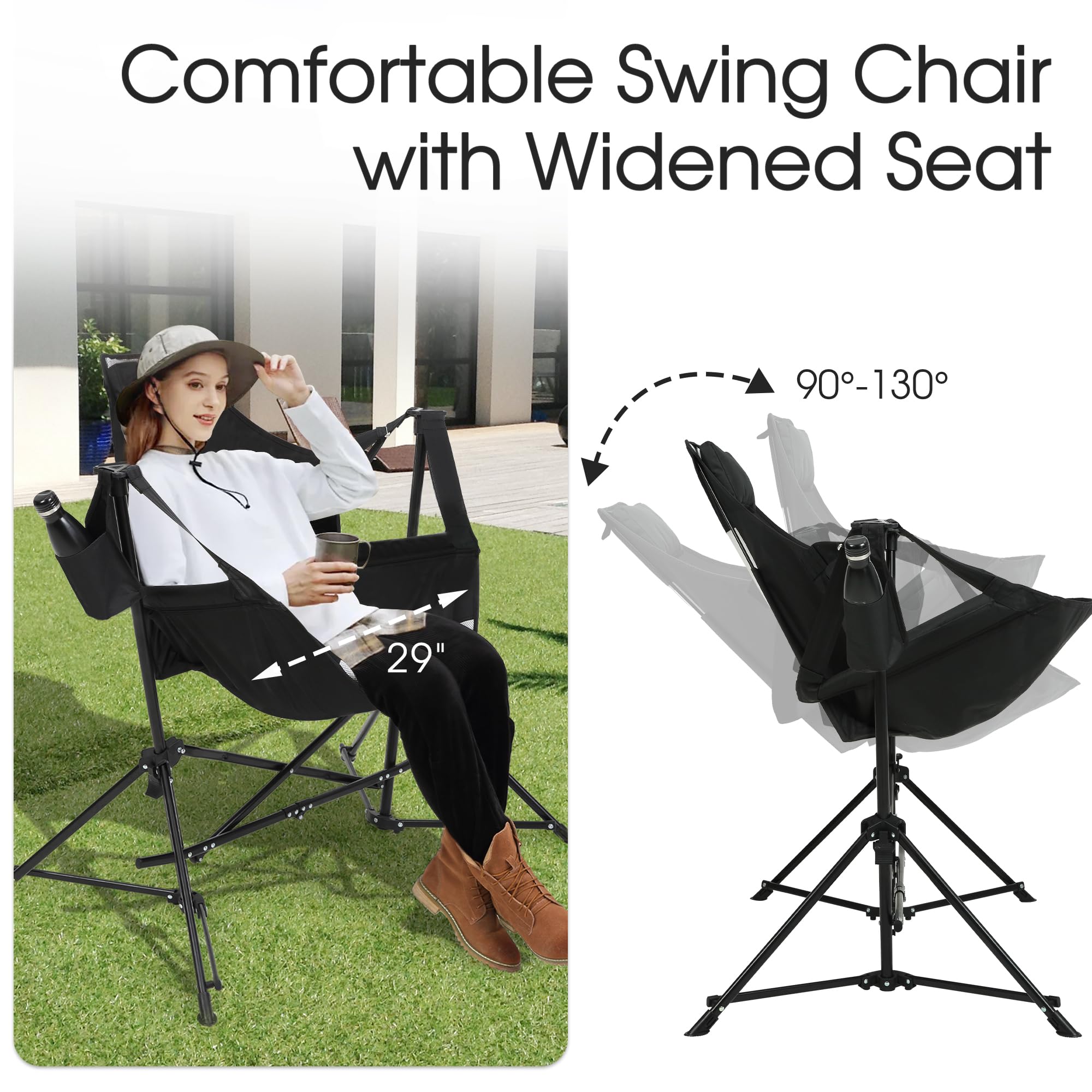 HOMEFUN portable folding chair on lawn for camping, fishing, and picnics.