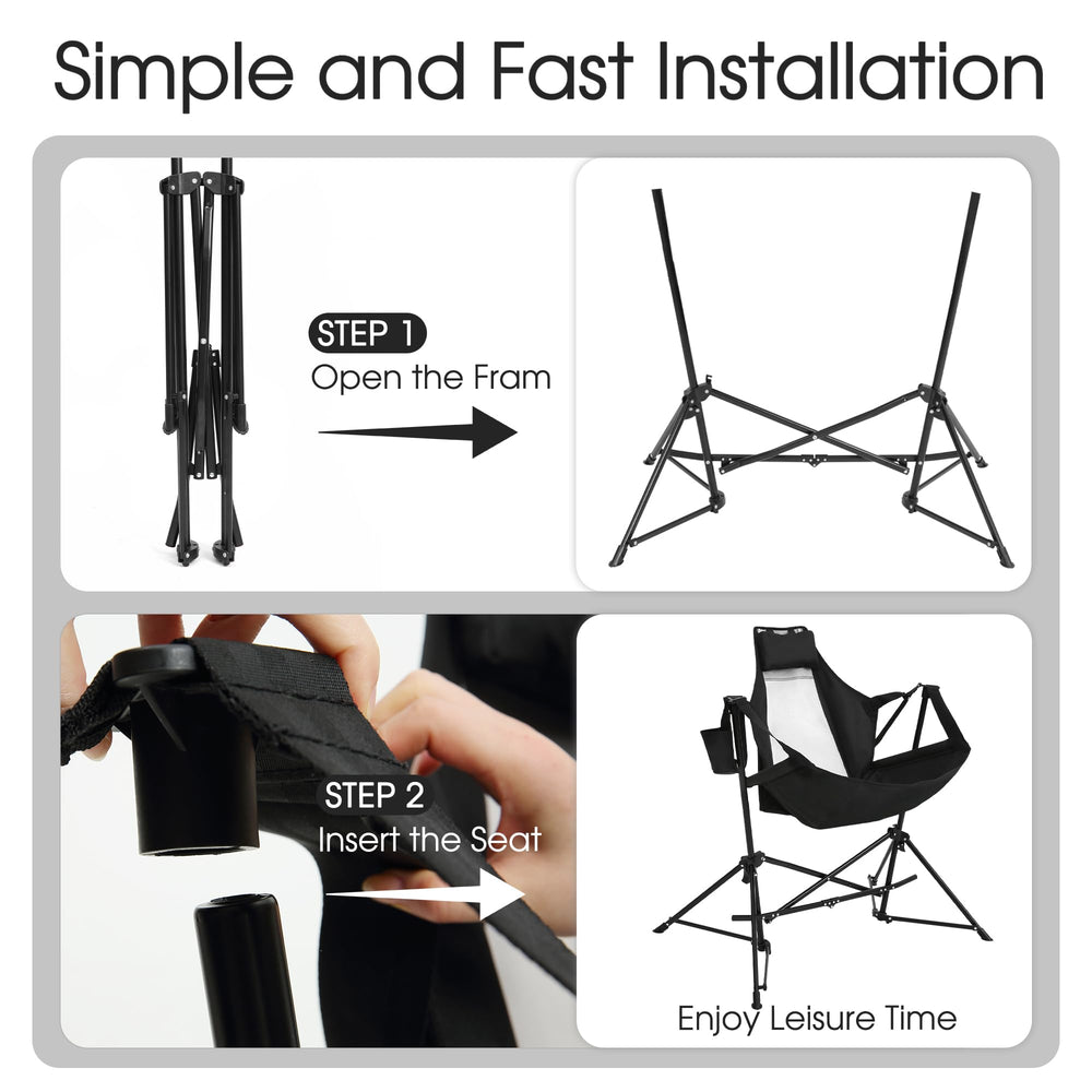 HOMEFUN sturdy steel frame supports up to 300lbs with auto-lock for safety.