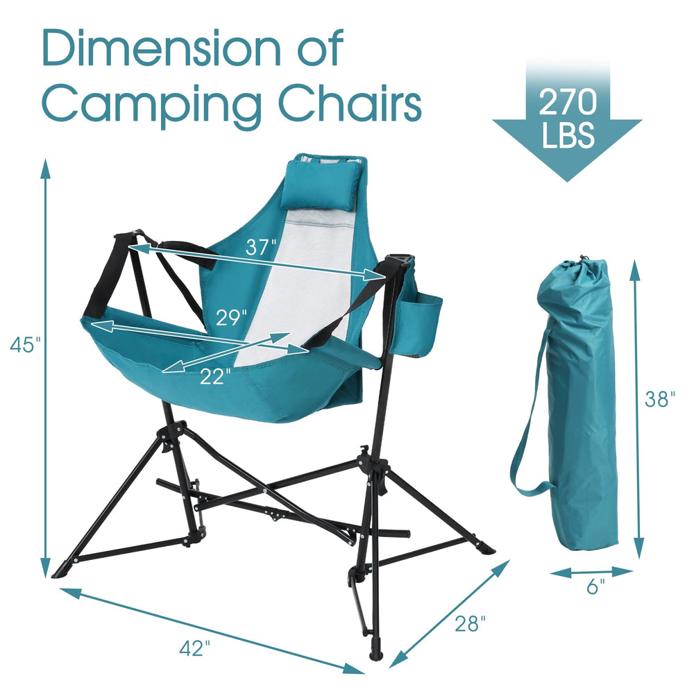 HOMEFUN auto-lock open feature blue chair keeps it secure when in use.