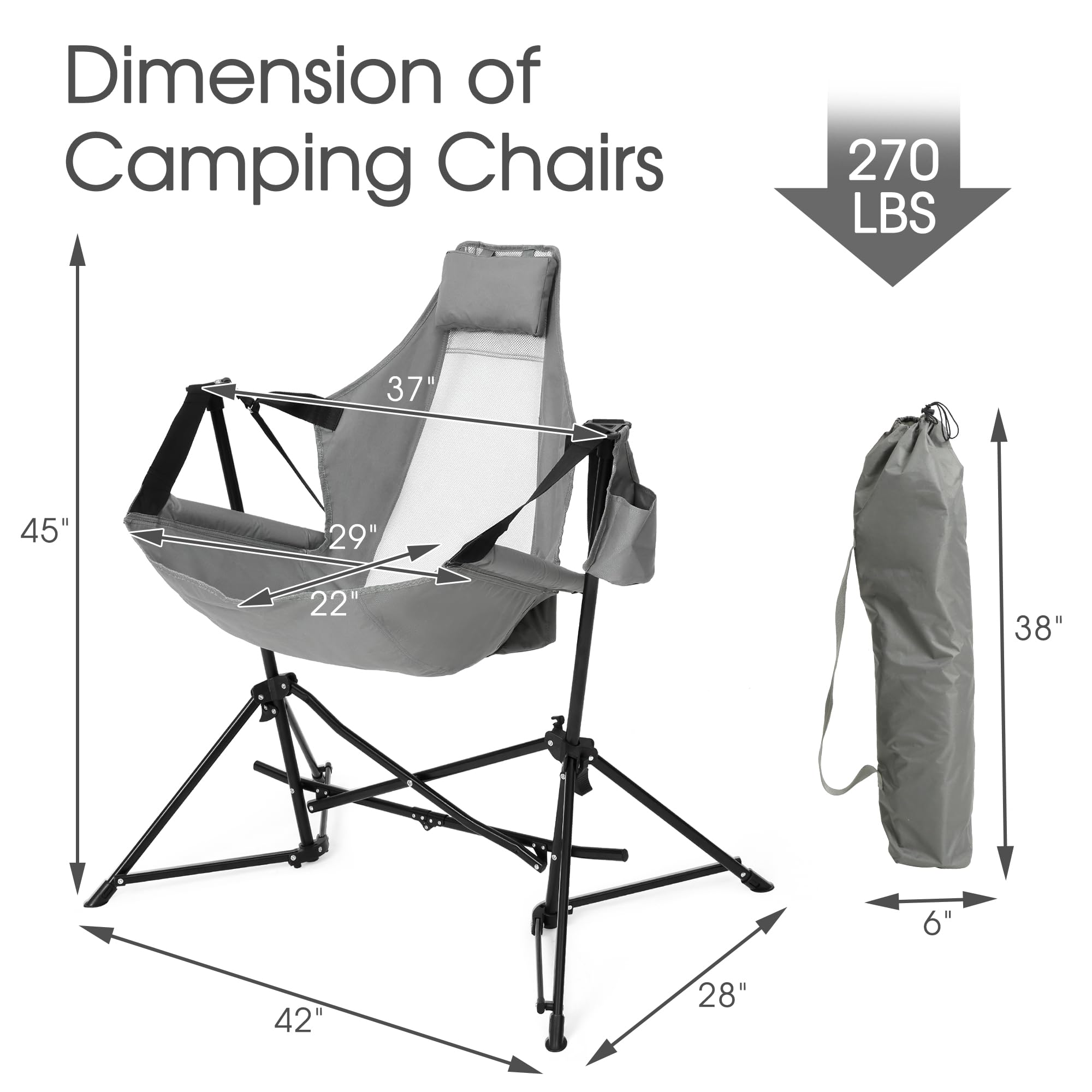 HOMEFUN hammock camping chair beside a campfire for cozy lounging.