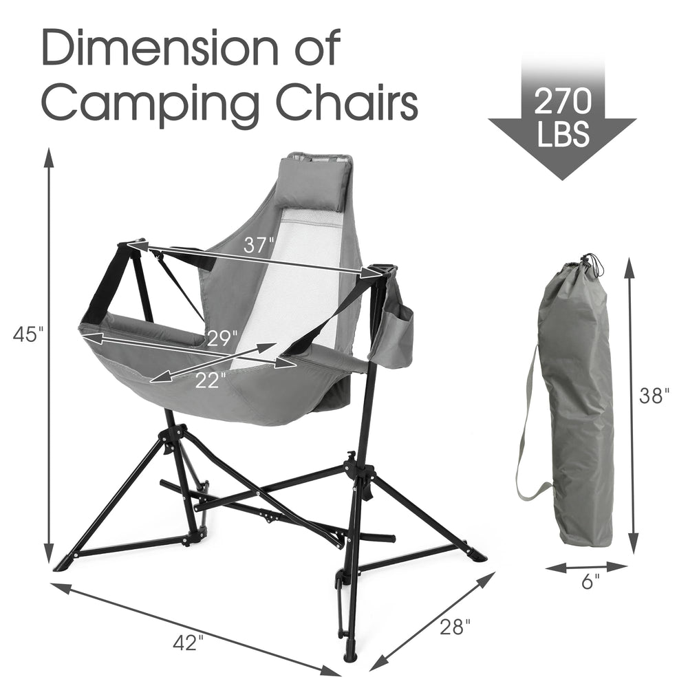 HOMEFUN hammock camping chair beside a campfire for cozy lounging.