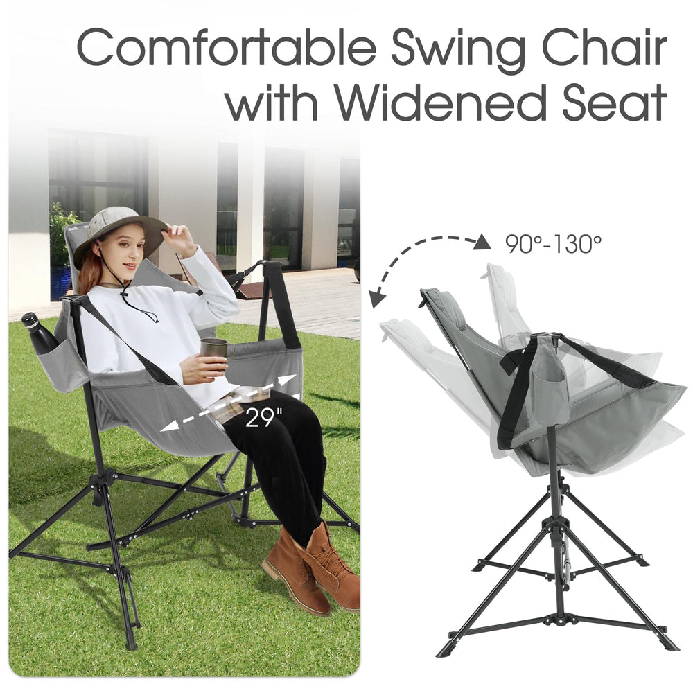 HOMEFUN hammock camping chair folded compactly for portable storage.