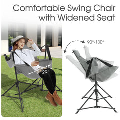 HOMEFUN hammock camping chair folded compactly for portable storage.
