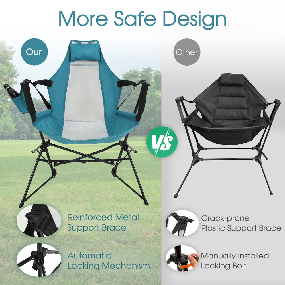 HOMEFUN oversized seat blue hammock chair for comfortable seating outdoors.