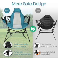 HOMEFUN oversized seat blue hammock chair for comfortable seating outdoors.