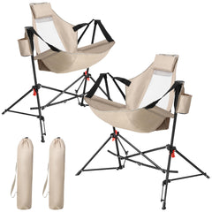 HOMEFUN Hammock Chair with sturdy stand for outdoor lounging.