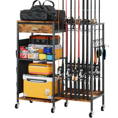 Homeiju fishing rod holder standing in a garage