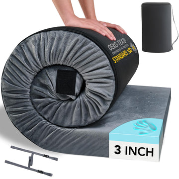 HomeMate memory foam camping cot mattress rolled for travel and easy storage