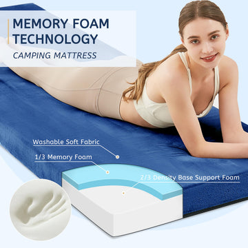 Homemate memory foam camping mattress unfolded for bed-like comfort