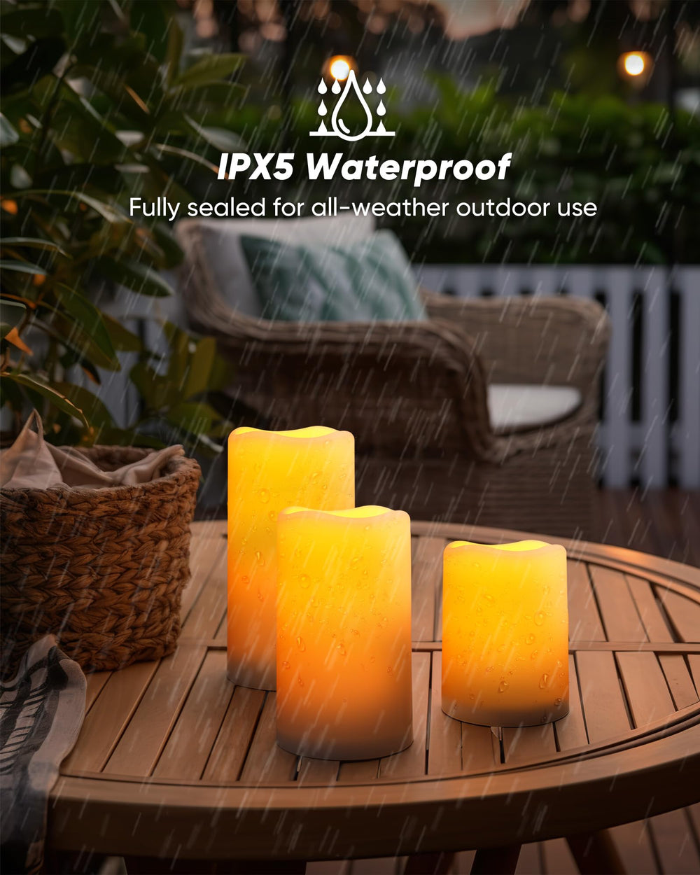 Homemory six-pack solar candles for porch and garden decorating.