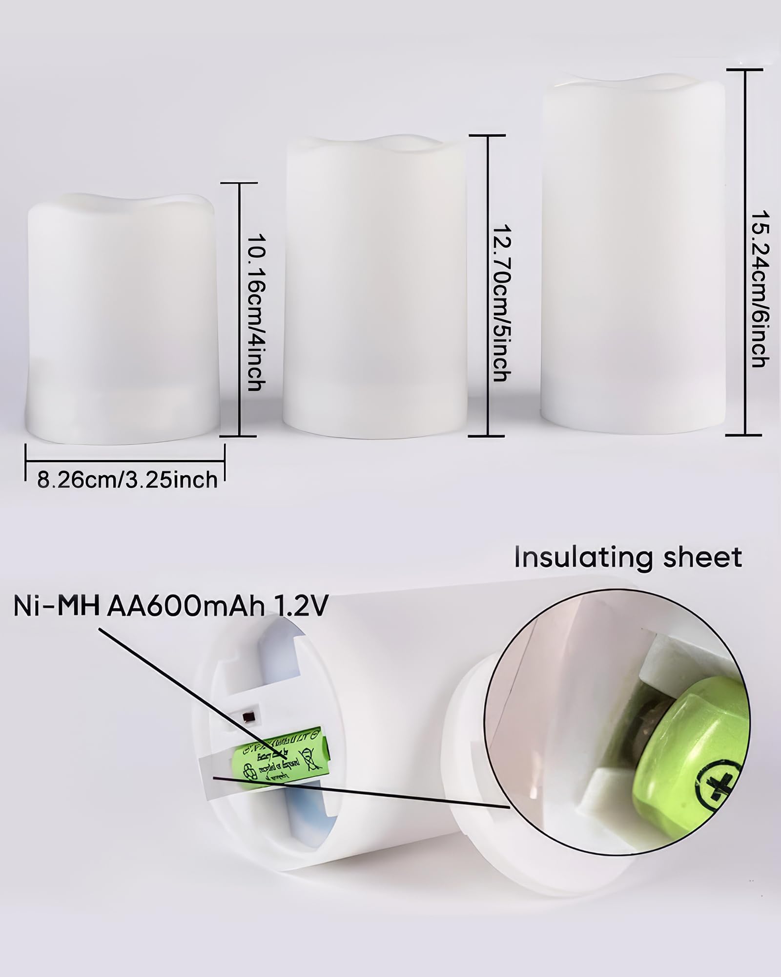 Homemory solar candles packaging and user manual included with batteries.