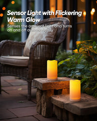 Homemory solar candles rechargeable battery detail for safe outdoor use.