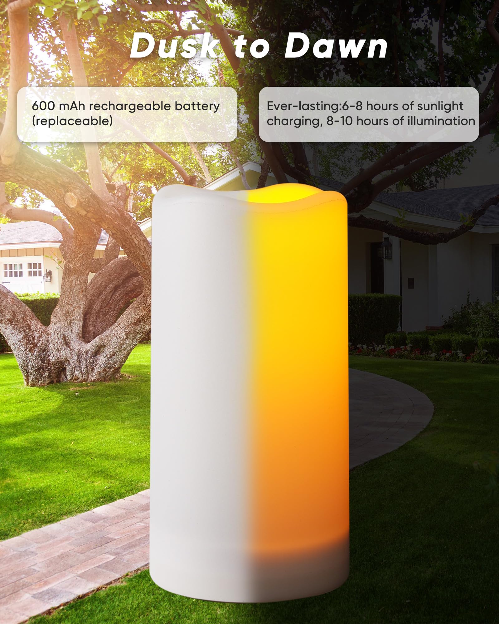 Homemory solar candles with sensor dusk-to-dawn for hands-free lighting.
