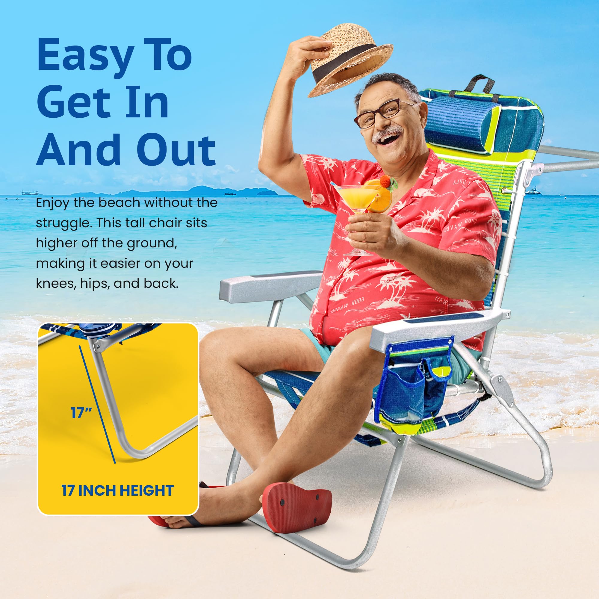 Homevative built-in bottle opener adds convenience during seaside outings.