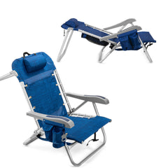 Homevative Cooler+ Beach Chair shown with padded backpack straps for easy transport.