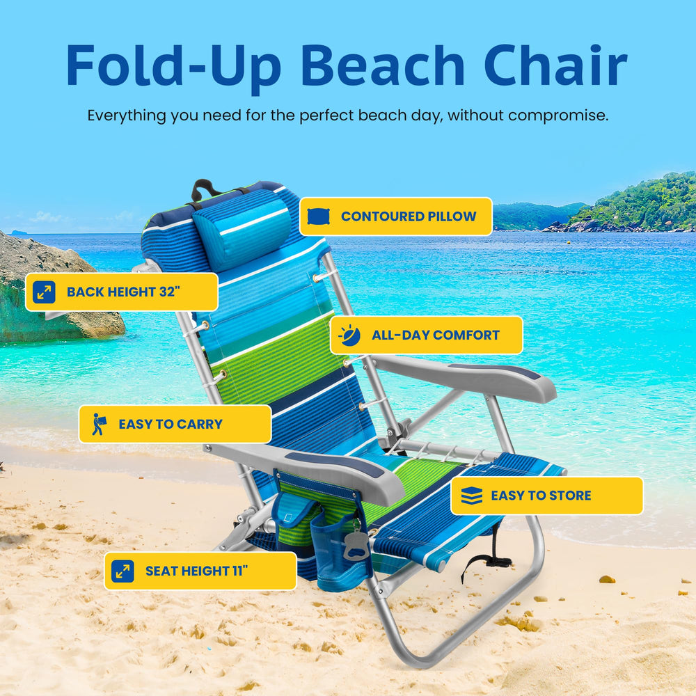 Open Homevative Cooler+ chair in Deep Sea, five-position recline for waterfront lounging.