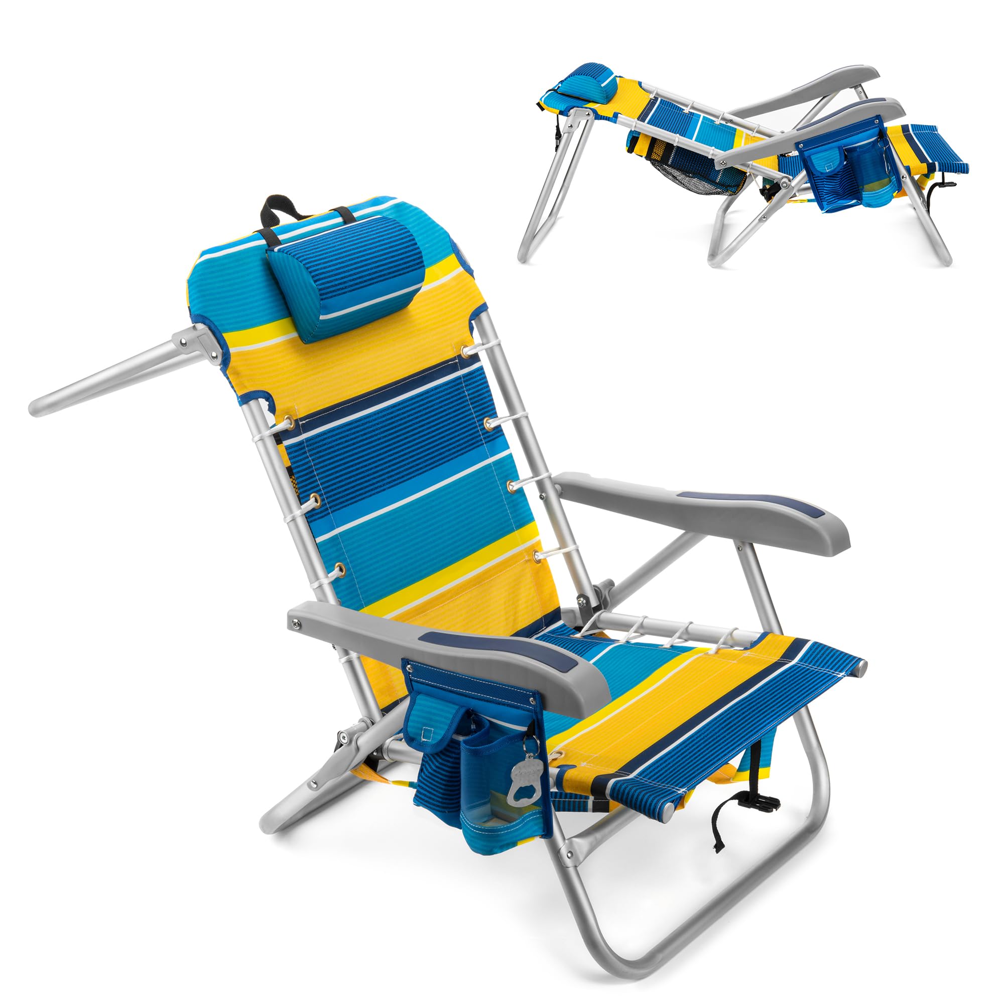 Homevative Cooler+ folding beach chair ready for easy transport to beach or park