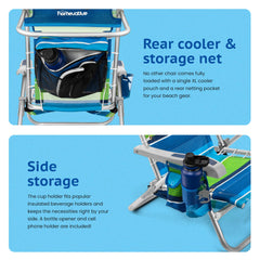 Rear storage net on Homevative chair, handy for towels and small gear.