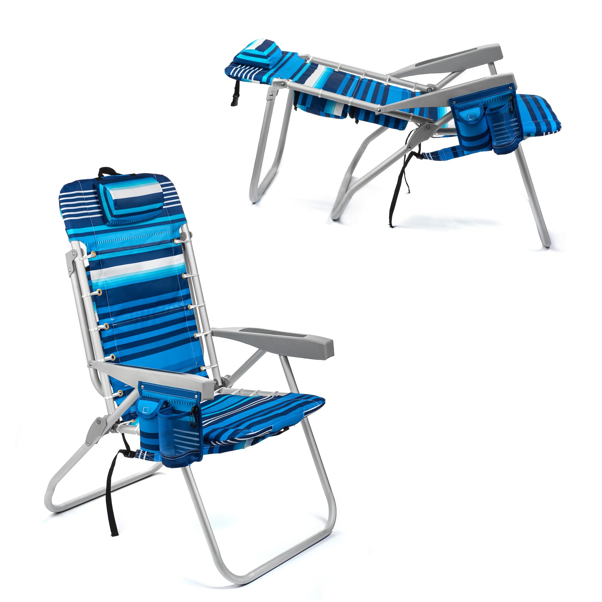 Homevative high-seat beach chair eases sitting and standing on sand.