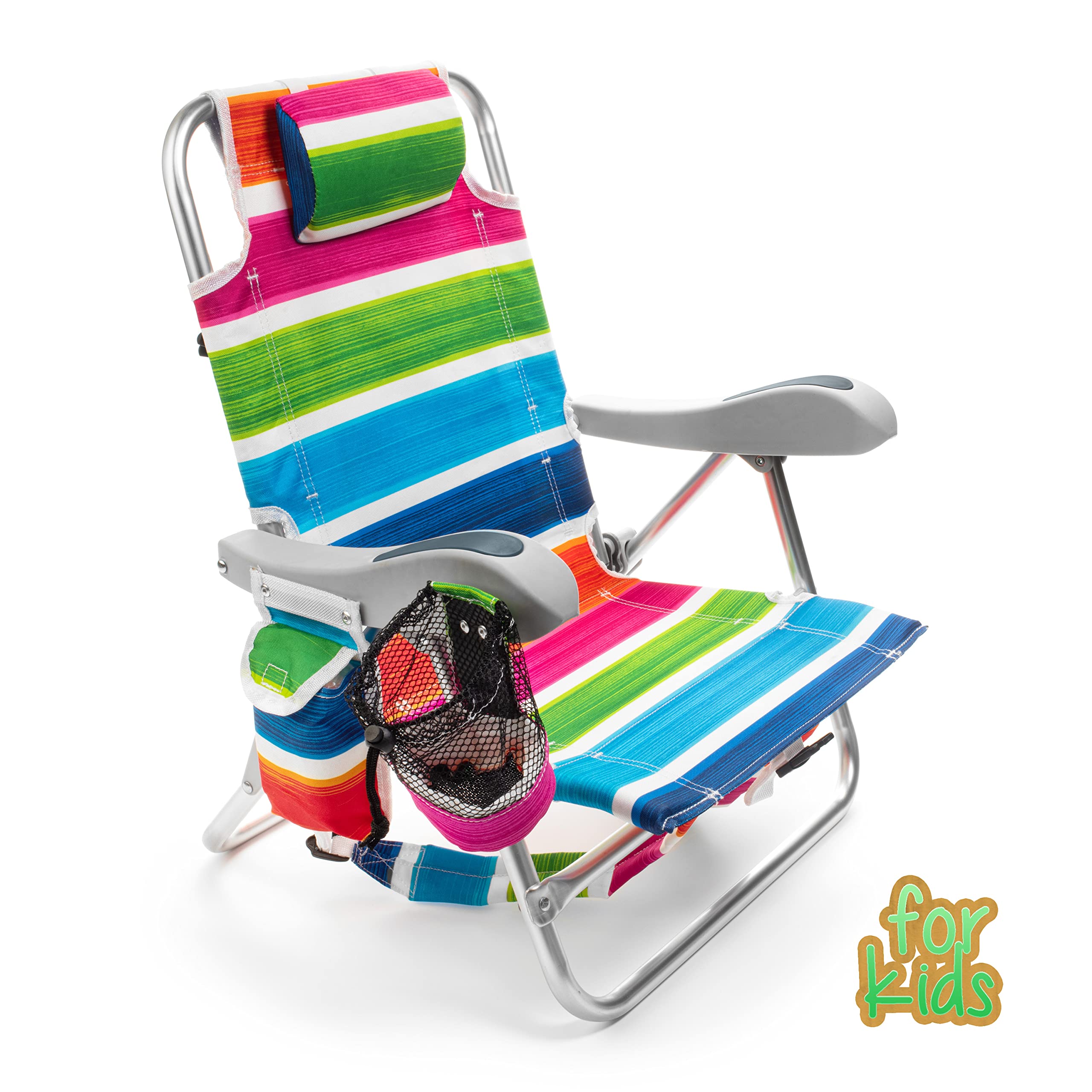 Homevative kids folding beach chair folded in trunk for easy storage.