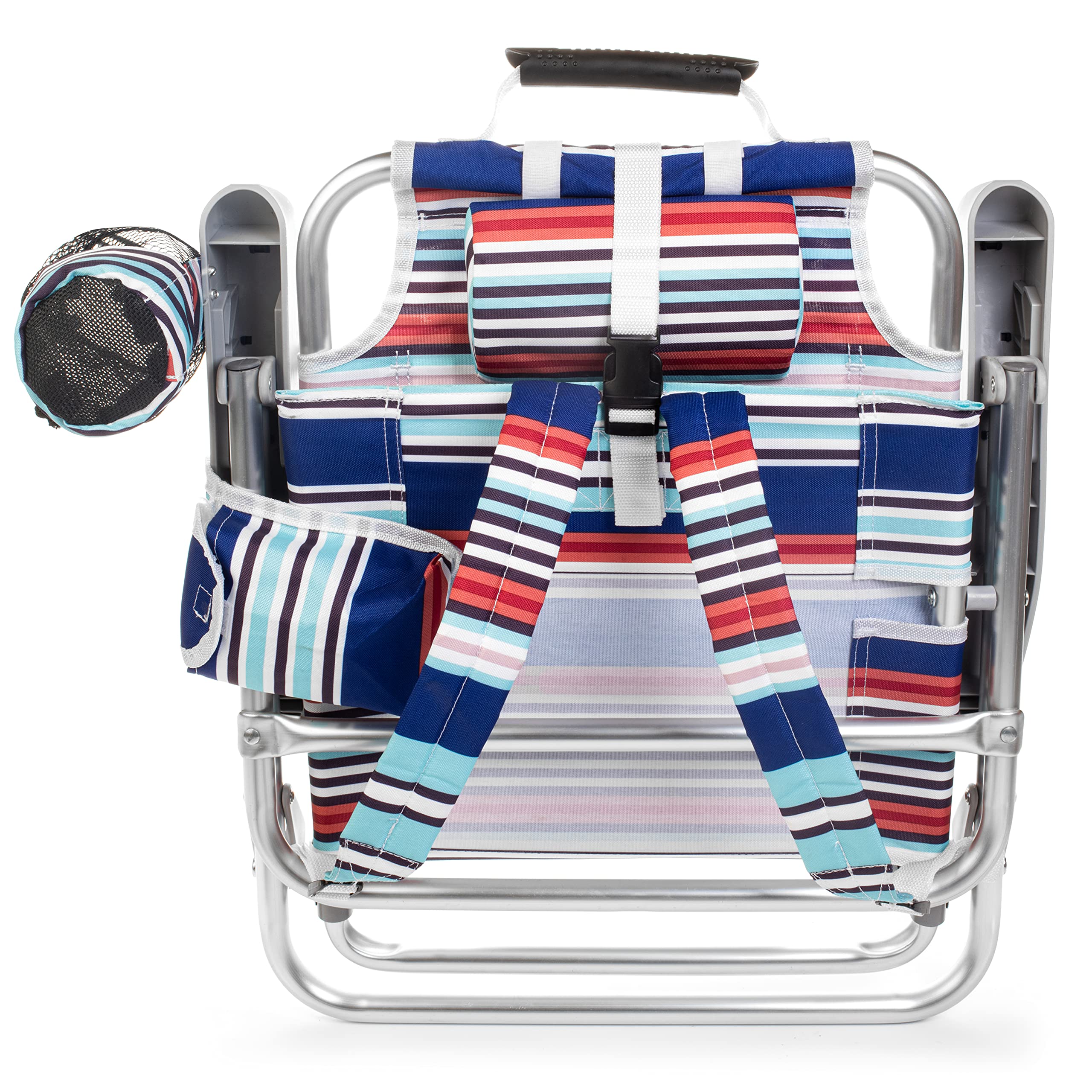Homevative Kids folding beach chair headrest with adjustable height supports comfy seating.